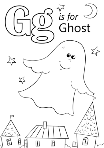 Letter G Is For Ghost Coloring Page